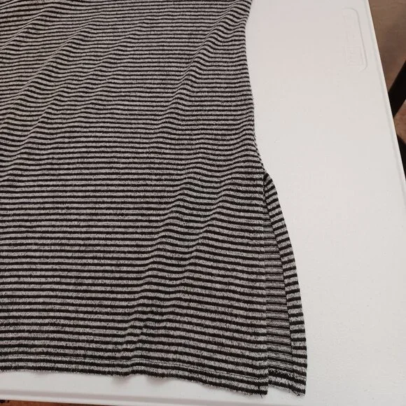 Women's Premise Black N White Striped Drawstring Hoodie with Side Slits Size XL - Picture 6 of 8